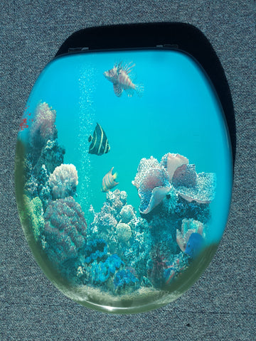 MDF Print Toilet Seat. Underwater Theme, Coral. Novelty Bathroom Seat